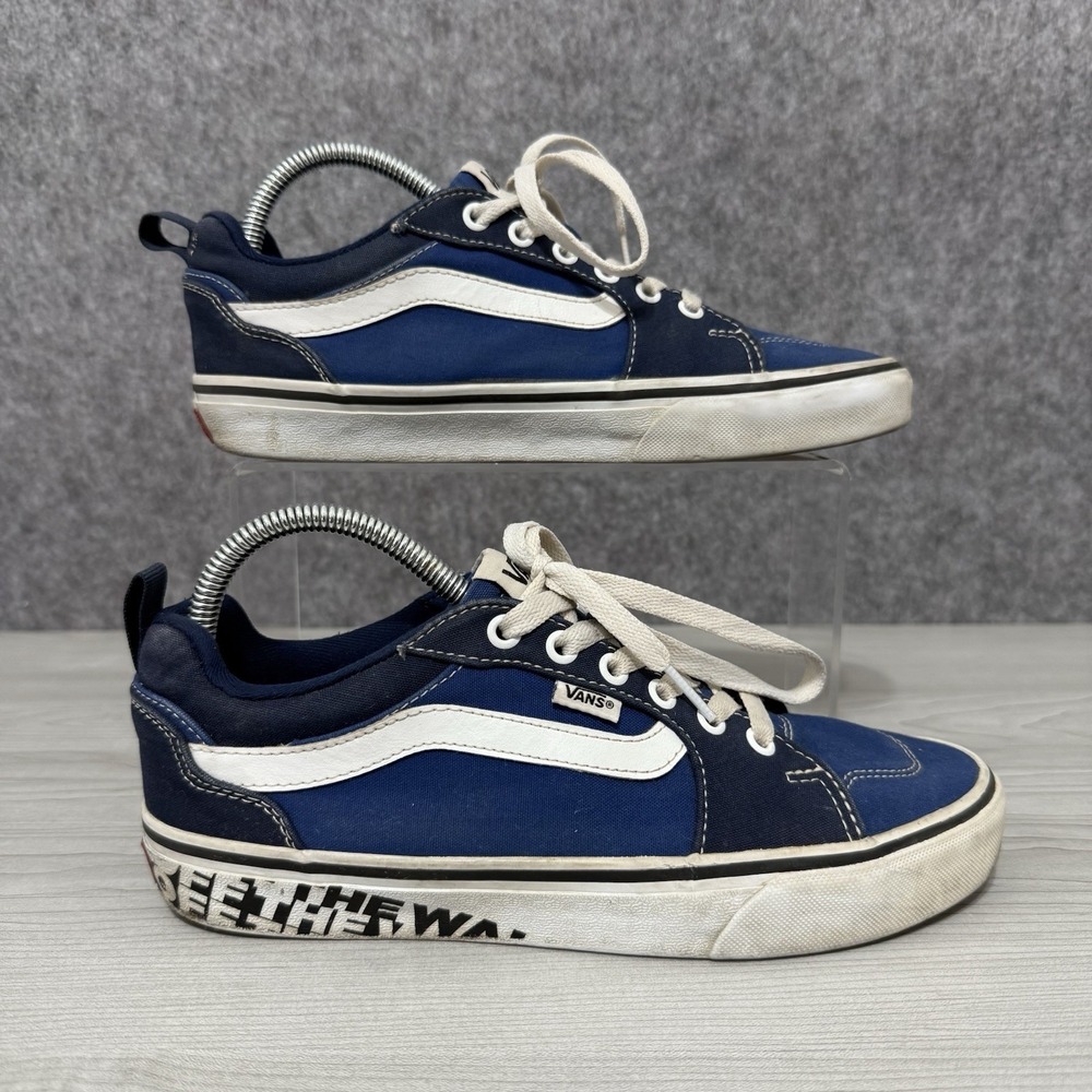 Vans Off The Wall Blue White Skate Shoes Men's Size 7.5 Low Top Classic Logo